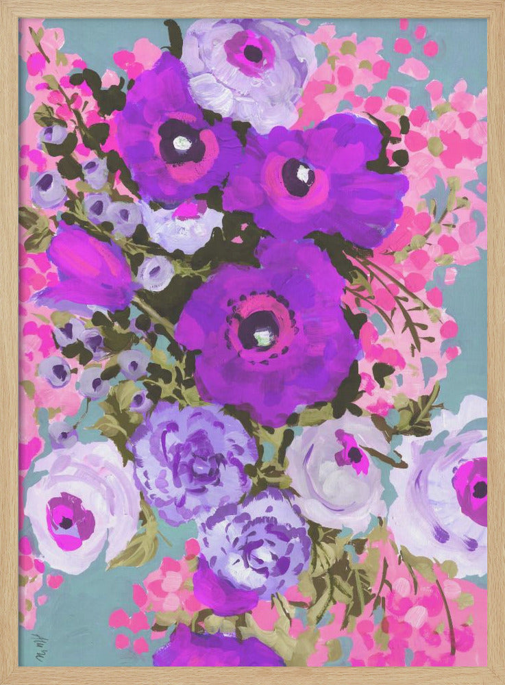 Purple And Rose Pink Bouguet - Stretched Canvas, Poster or Fine Art Print I Heart Wall Art