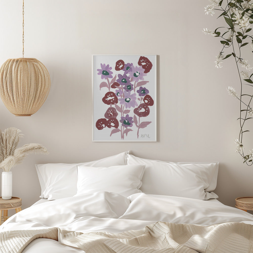 Purple Flowerbed - Stretched Canvas, Poster or Fine Art Print I Heart Wall Art