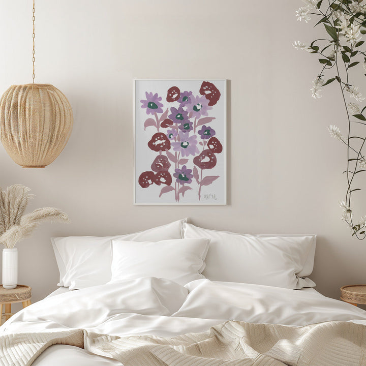 Purple Flowerbed - Stretched Canvas, Poster or Fine Art Print I Heart Wall Art