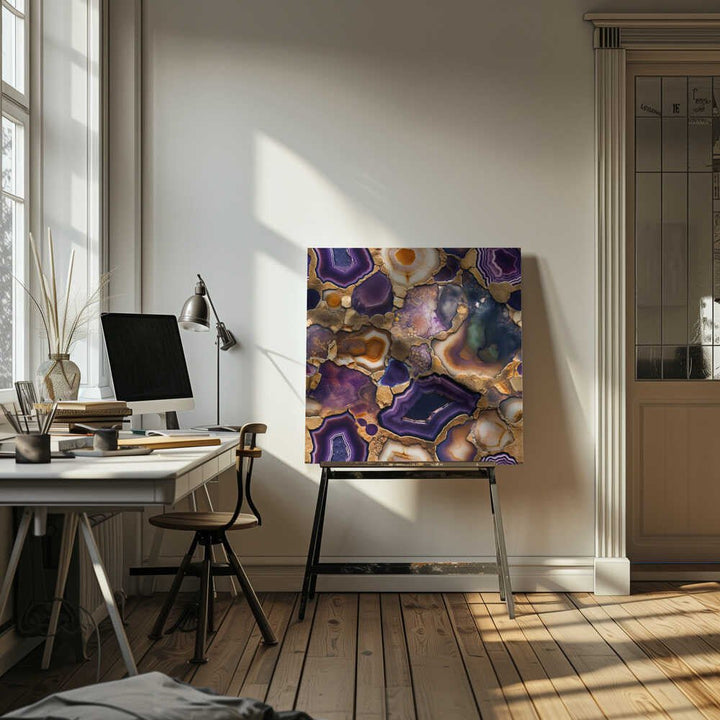 Purple Gold Agate Geode - Square Stretched Canvas, Poster or Fine Art Print - I Heart Wall Art - Poster Print, Canvas Print or Framed Art Print