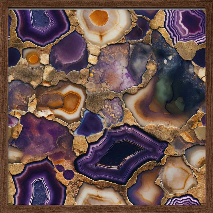 Purple Gold Agate Geode - Square Stretched Canvas, Poster or Fine Art Print - I Heart Wall Art - Poster Print, Canvas Print or Framed Art Print