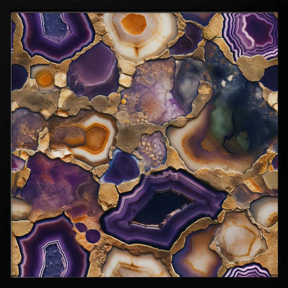 Purple Gold Agate Geode - Square Stretched Canvas, Poster or Fine Art Print - I Heart Wall Art - Poster Print, Canvas Print or Framed Art Print