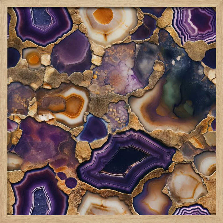 Purple Gold Agate Geode - Square Stretched Canvas, Poster or Fine Art Print - I Heart Wall Art - Poster Print, Canvas Print or Framed Art Print