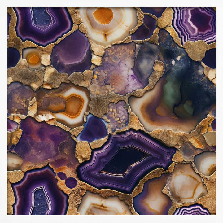 Purple Gold Agate Geode - Square Stretched Canvas, Poster or Fine Art Print - I Heart Wall Art - Poster Print, Canvas Print or Framed Art Print