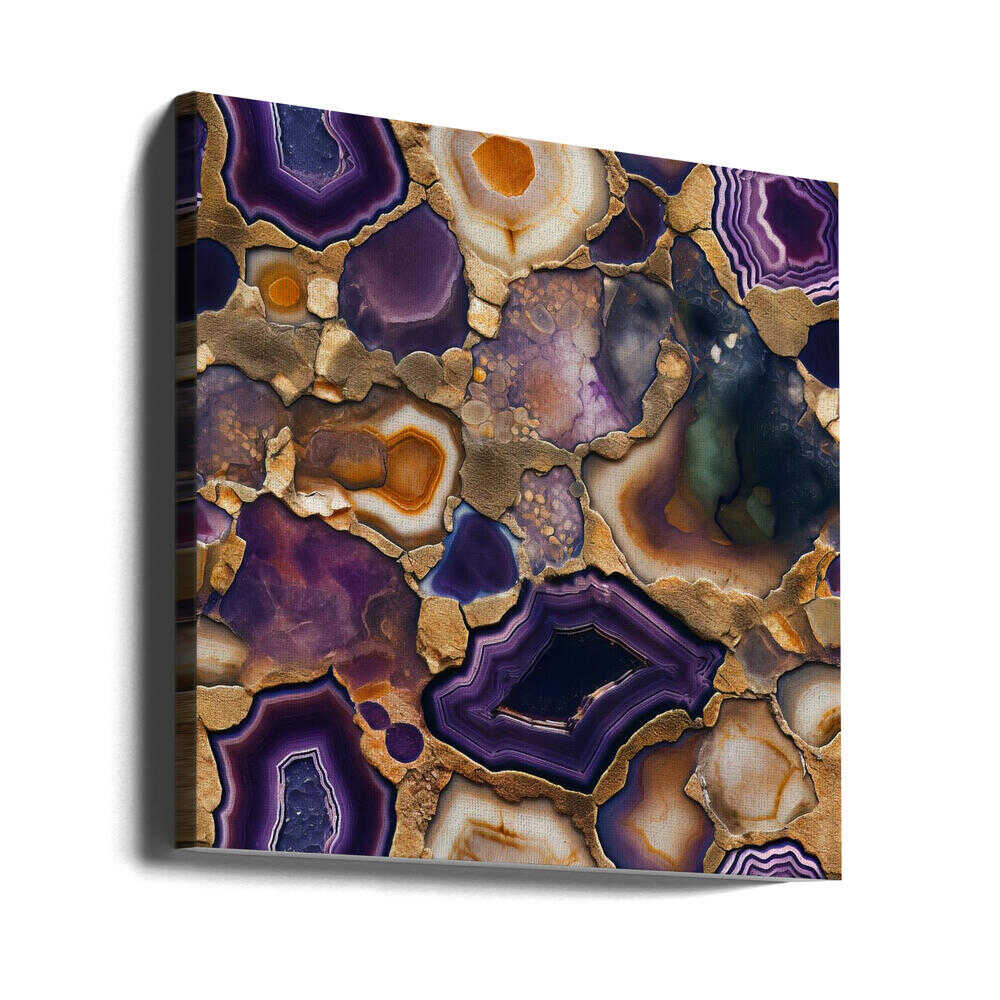 Purple Gold Agate Geode - Square Stretched Canvas, Poster or Fine Art Print - I Heart Wall Art - Poster Print, Canvas Print or Framed Art Print