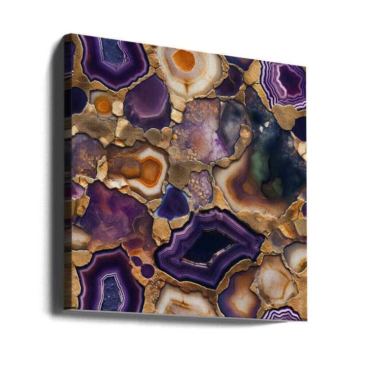 Purple Gold Agate Geode - Square Stretched Canvas, Poster or Fine Art Print - I Heart Wall Art - Poster Print, Canvas Print or Framed Art Print