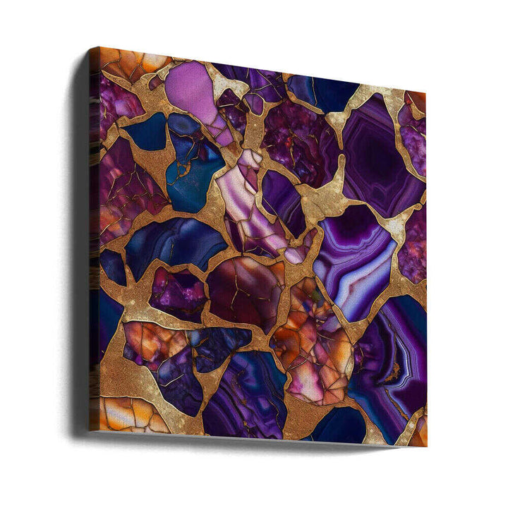 Purple Gold Agate Mosaic - Square Stretched Canvas, Poster or Fine Art Print - I Heart Wall Art - Poster Print, Canvas Print or Framed Art Print