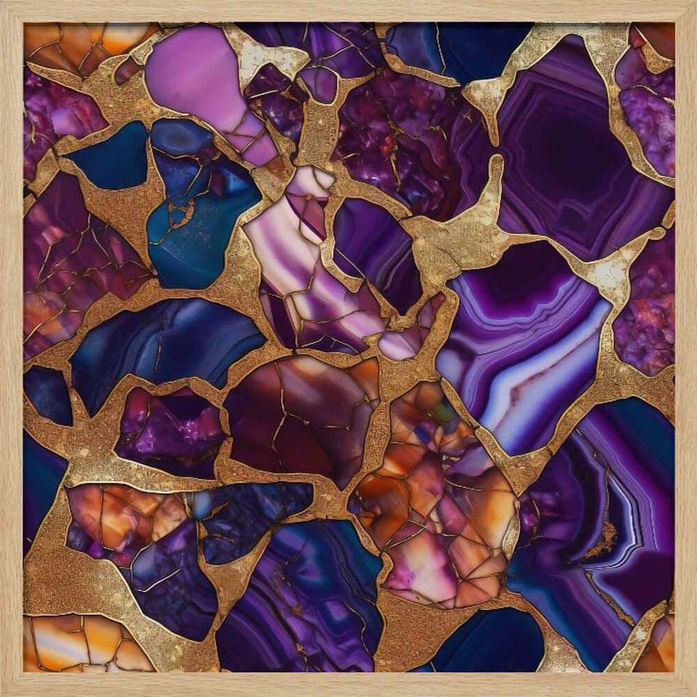 Purple Gold Agate Mosaic - Square Stretched Canvas, Poster or Fine Art Print - I Heart Wall Art - Poster Print, Canvas Print or Framed Art Print
