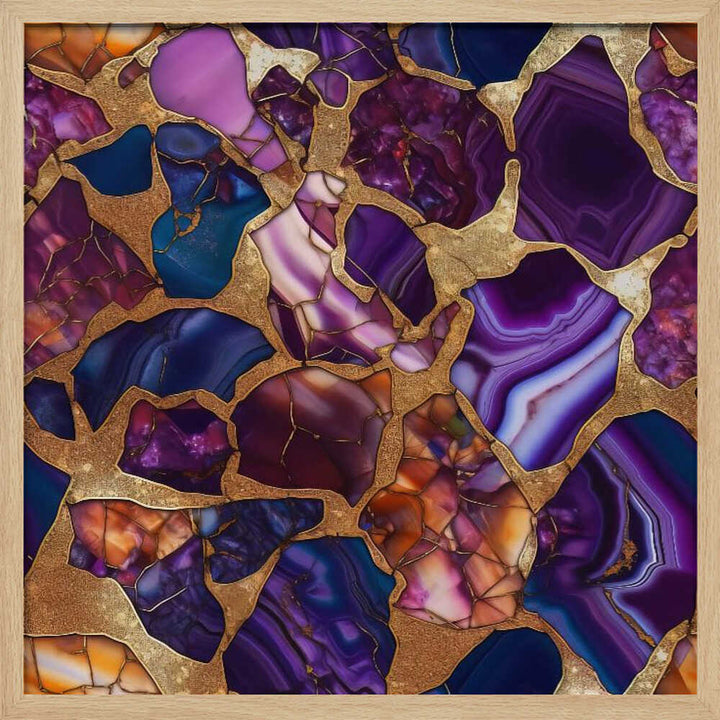 Purple Gold Agate Mosaic - Square Stretched Canvas, Poster or Fine Art Print - I Heart Wall Art - Poster Print, Canvas Print or Framed Art Print