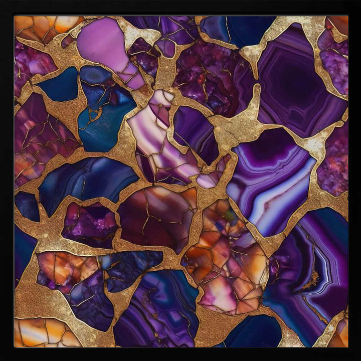 Purple Gold Agate Mosaic - Square Stretched Canvas, Poster or Fine Art Print - I Heart Wall Art - Poster Print, Canvas Print or Framed Art Print