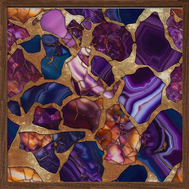 Purple Gold Agate Mosaic - Square Stretched Canvas, Poster or Fine Art Print - I Heart Wall Art - Poster Print, Canvas Print or Framed Art Print