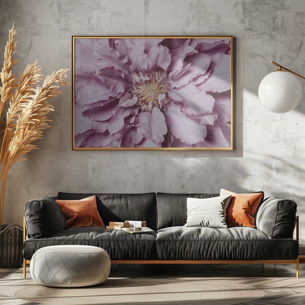 Purple Petal Bloom - Floral Photographic Stretched Canvas Poster or Fine Art Print