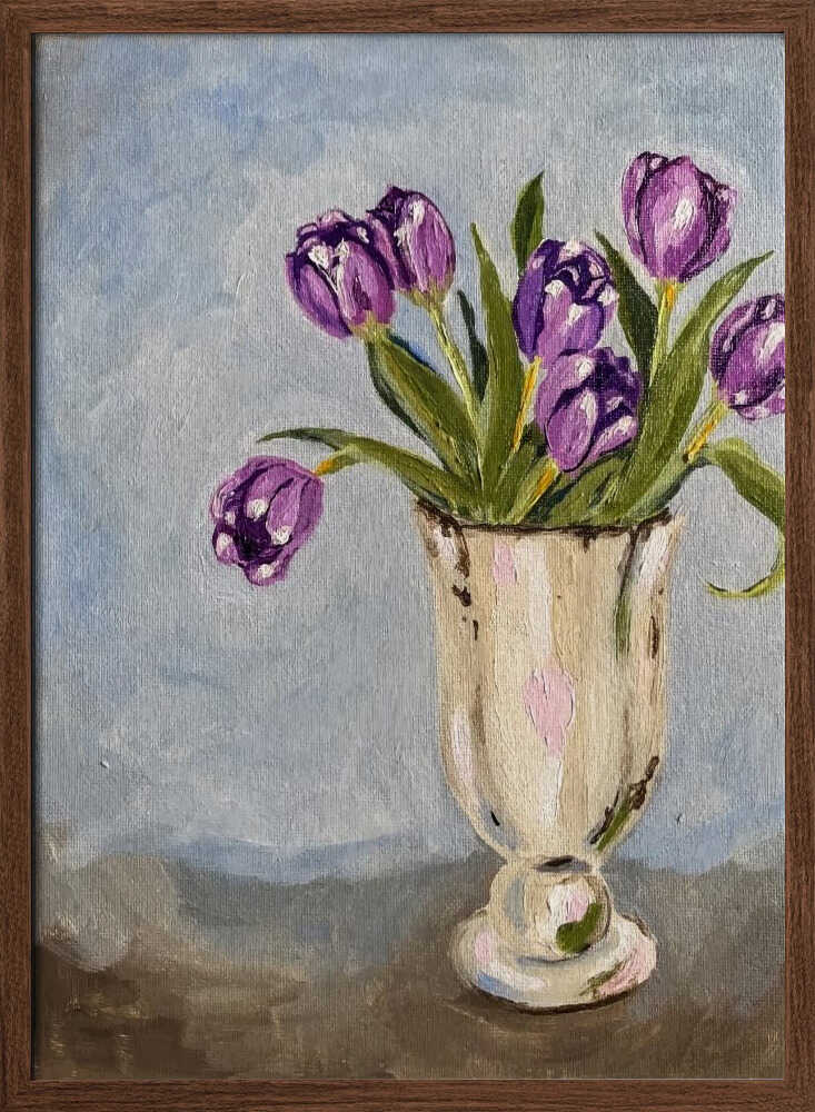 Purple Tulip Painting - Stretched Canvas, Poster or Fine Art Print - I Heart Wall Art - Poster Print, Canvas Print or Framed Art Print