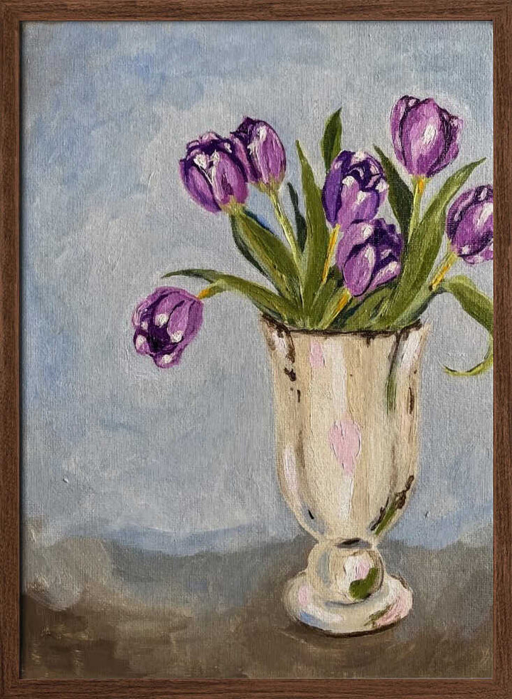 Purple Tulip Painting - Stretched Canvas, Poster or Fine Art Print - I Heart Wall Art - Poster Print, Canvas Print or Framed Art Print