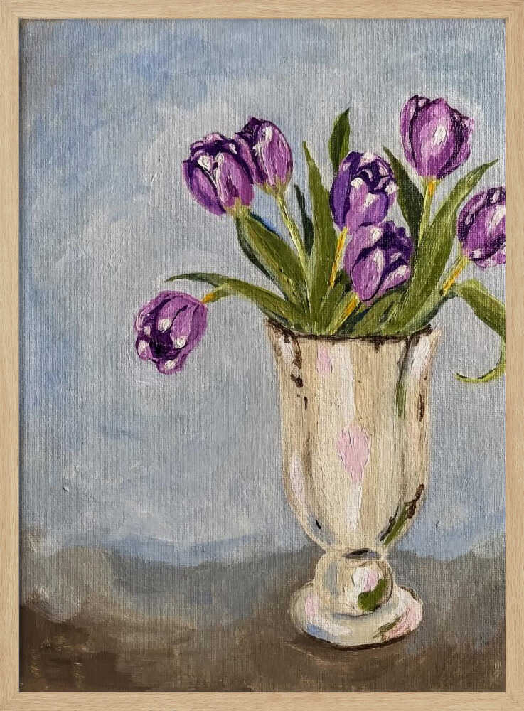 Purple Tulip Painting - Stretched Canvas, Poster or Fine Art Print - I Heart Wall Art - Poster Print, Canvas Print or Framed Art Print