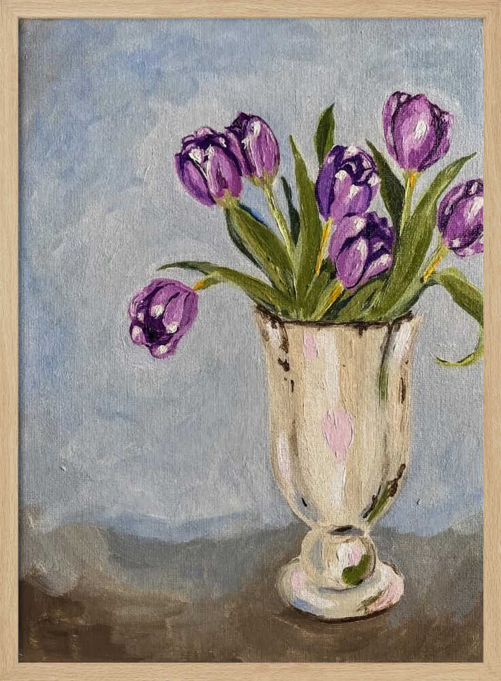 Purple Tulip Painting - Stretched Canvas, Poster or Fine Art Print - I Heart Wall Art - Poster Print, Canvas Print or Framed Art Print