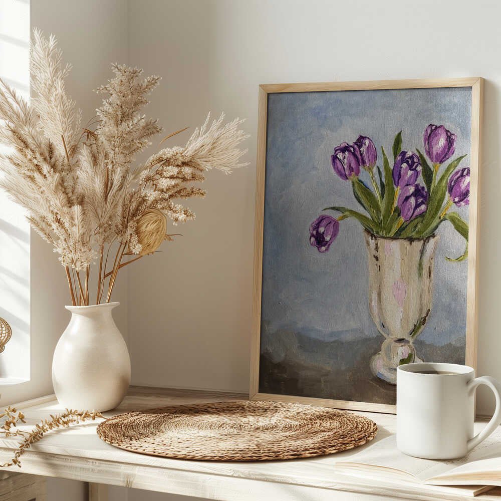 Purple Tulip Painting - Stretched Canvas, Poster or Fine Art Print - I Heart Wall Art - Poster Print, Canvas Print or Framed Art Print