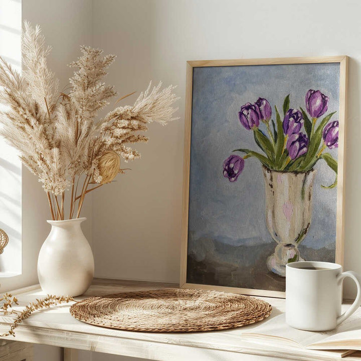 Purple Tulip Painting - Stretched Canvas, Poster or Fine Art Print - I Heart Wall Art - Poster Print, Canvas Print or Framed Art Print