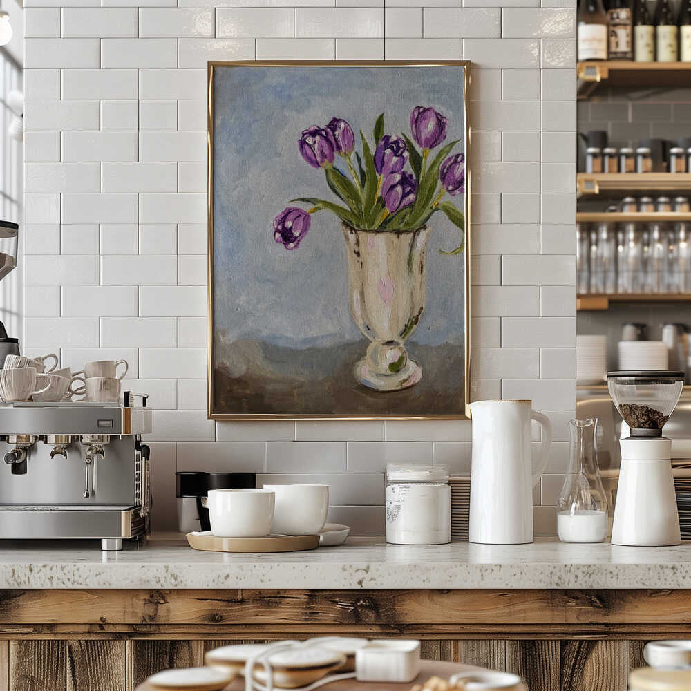 Purple Tulip Painting - Stretched Canvas, Poster or Fine Art Print - I Heart Wall Art - Poster Print, Canvas Print or Framed Art Print
