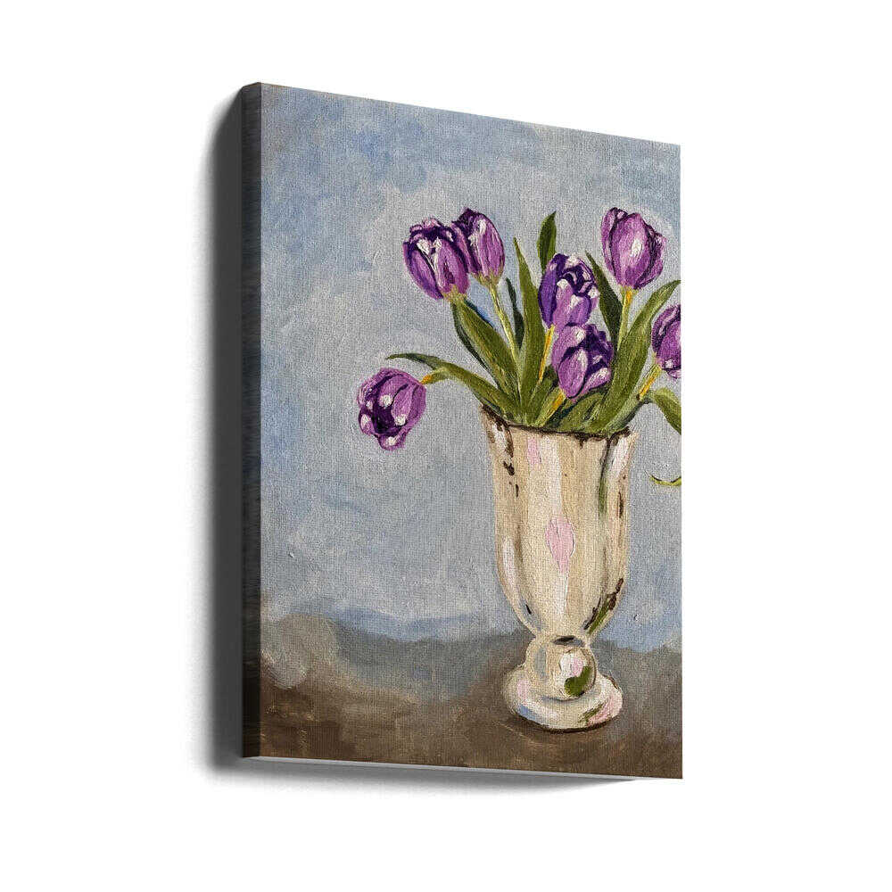 Purple Tulip Painting - Stretched Canvas, Poster or Fine Art Print - I Heart Wall Art - Poster Print, Canvas Print or Framed Art Print