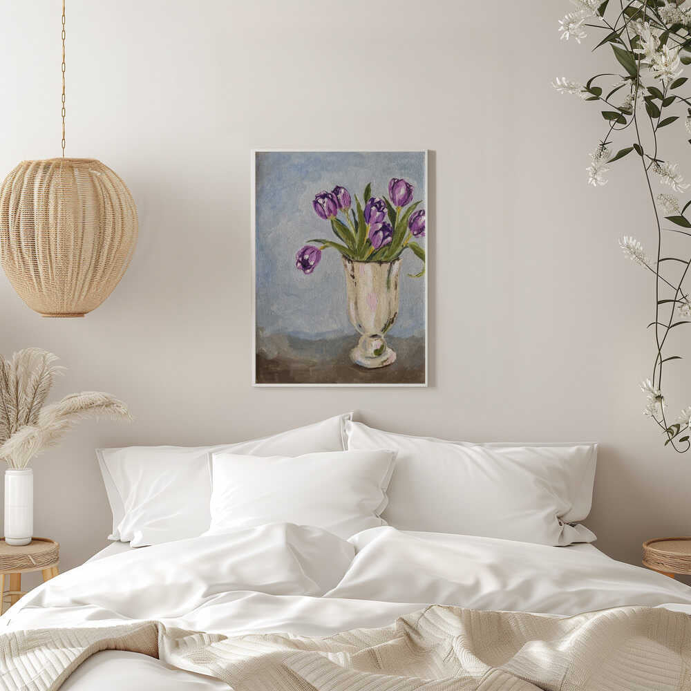 Purple Tulip Painting - Stretched Canvas, Poster or Fine Art Print - I Heart Wall Art - Poster Print, Canvas Print or Framed Art Print