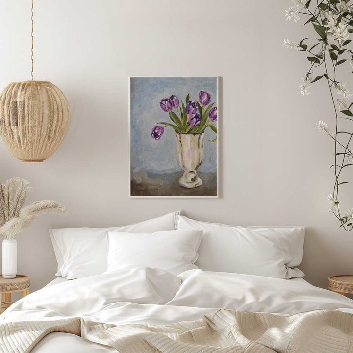 Purple Tulip Painting - Stretched Canvas, Poster or Fine Art Print - I Heart Wall Art - Poster Print, Canvas Print or Framed Art Print