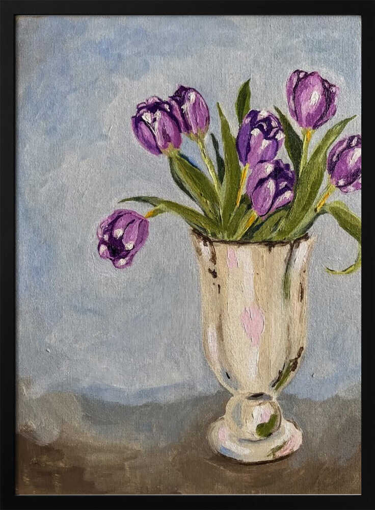 Purple Tulip Painting - Stretched Canvas, Poster or Fine Art Print - I Heart Wall Art - Poster Print, Canvas Print or Framed Art Print