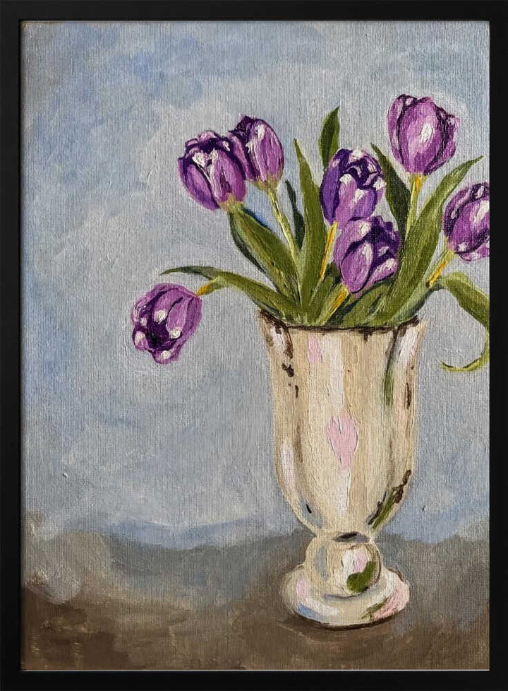 Purple Tulip Painting - Stretched Canvas, Poster or Fine Art Print - I Heart Wall Art - Poster Print, Canvas Print or Framed Art Print