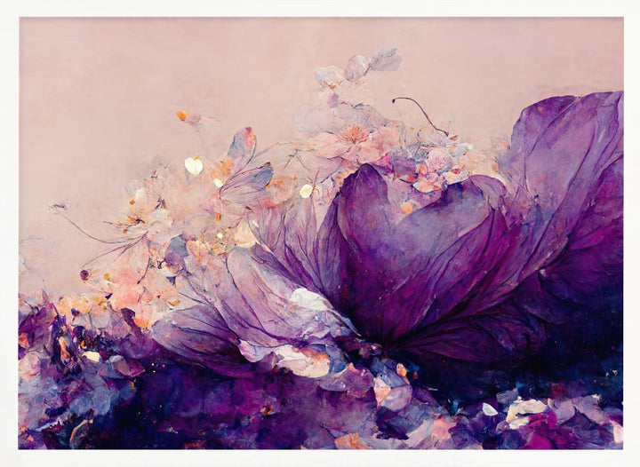 Purple Wild Flowers - Stretched Canvas, Poster or Fine Art Print I Heart Wall Art