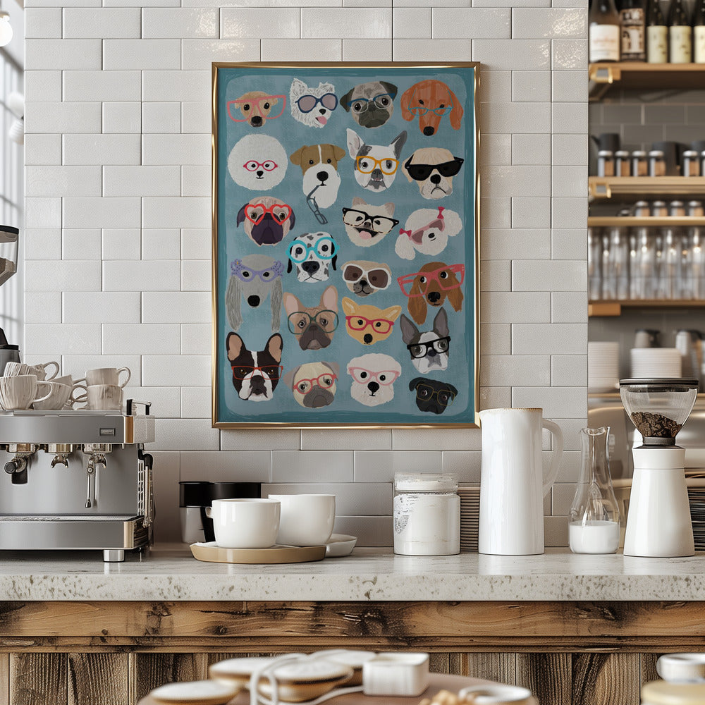 Puzzle Dogs In Glasses - Stretched Canvas, Poster or Fine Art Print I Heart Wall Art