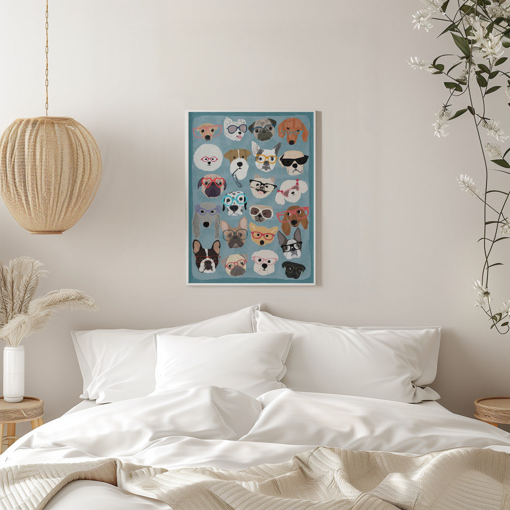 Puzzle Dogs In Glasses - Stretched Canvas, Poster or Fine Art Print I Heart Wall Art