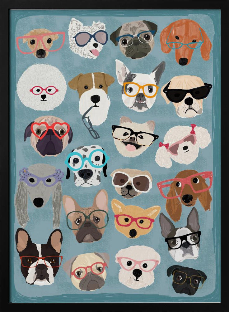 Puzzle Dogs In Glasses - Stretched Canvas, Poster or Fine Art Print I Heart Wall Art