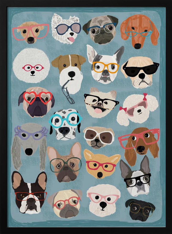 Puzzle Dogs In Glasses - Stretched Canvas, Poster or Fine Art Print I Heart Wall Art