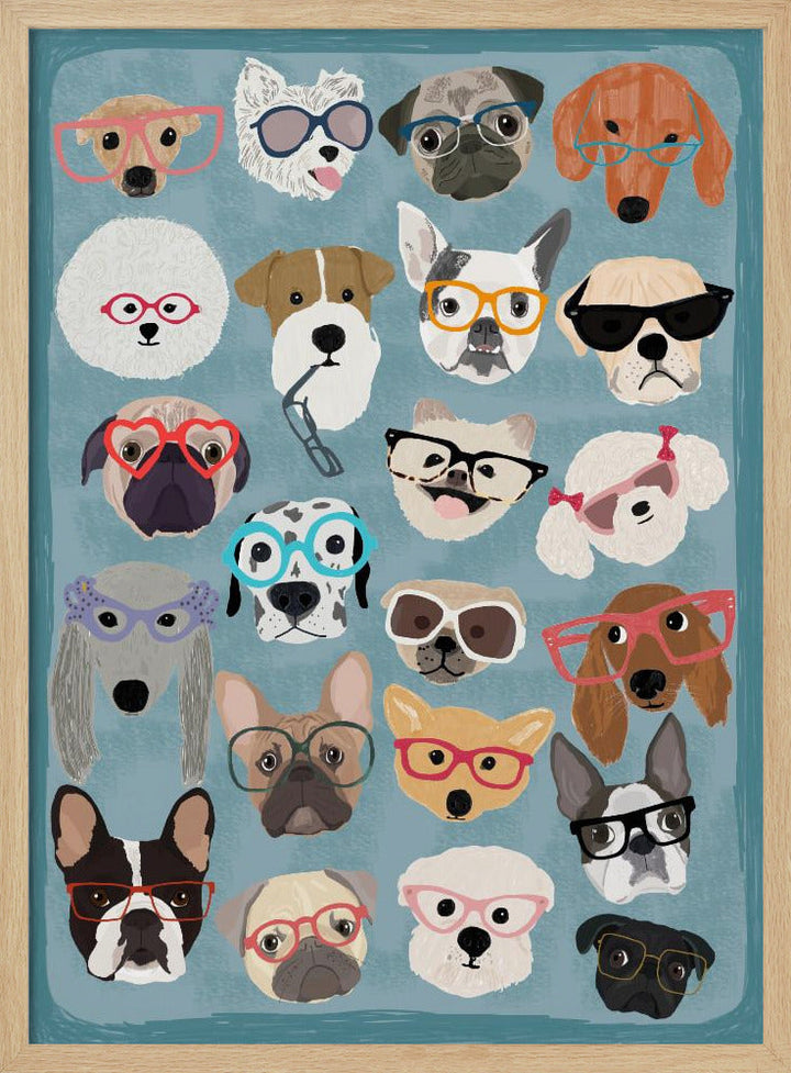 Puzzle Dogs In Glasses - Stretched Canvas, Poster or Fine Art Print I Heart Wall Art