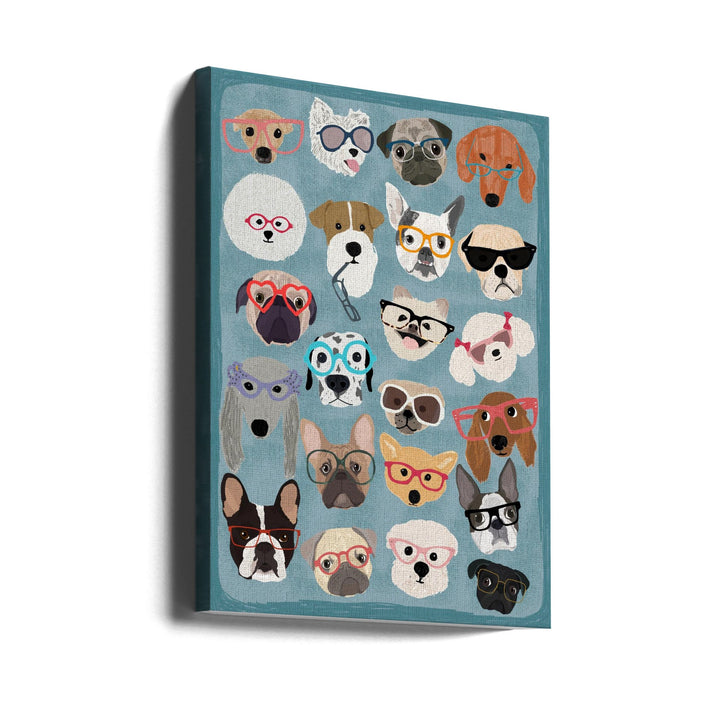Puzzle Dogs In Glasses - Stretched Canvas, Poster or Fine Art Print I Heart Wall Art