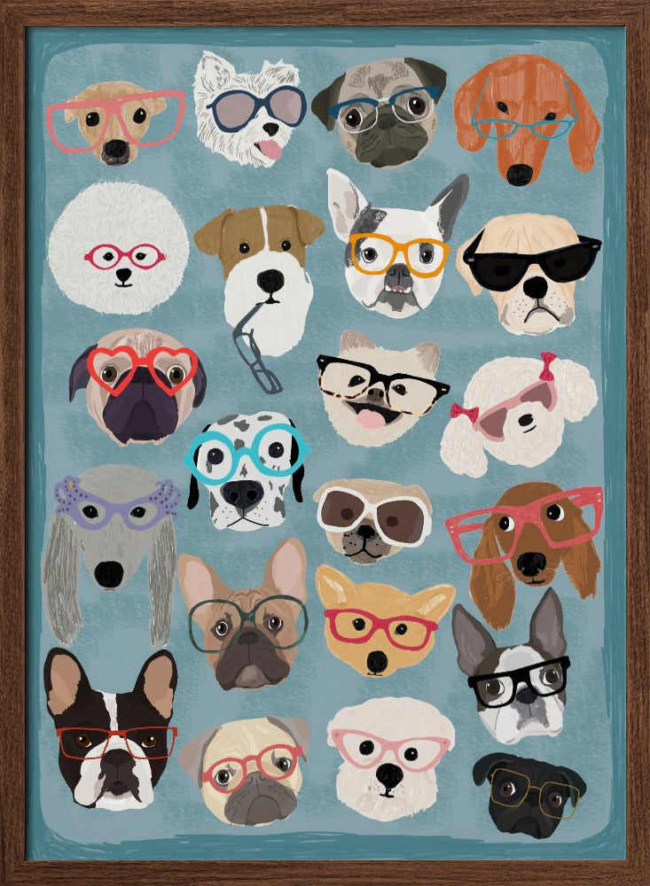 Puzzle Dogs In Glasses - Stretched Canvas, Poster or Fine Art Print I Heart Wall Art