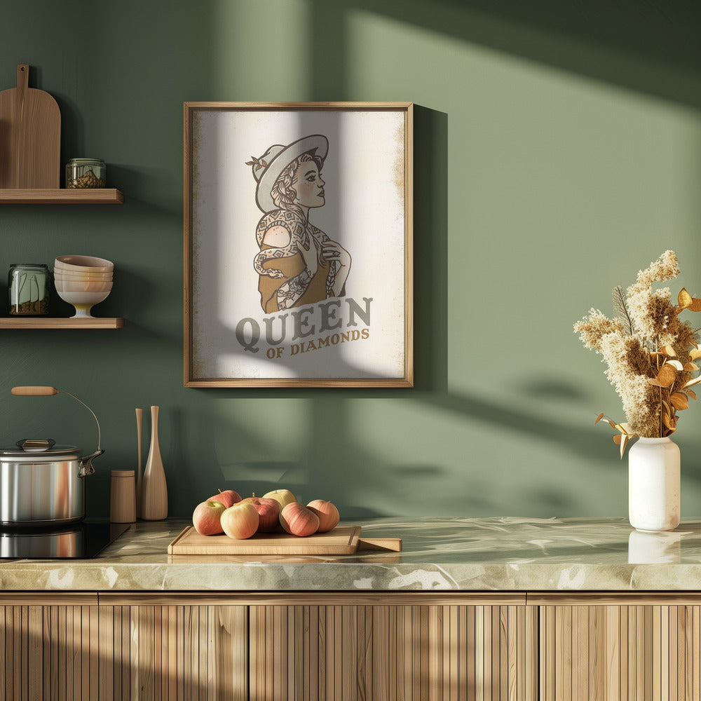 Queen of Diamonds (2) - Stretched Canvas, Poster or Fine Art Print I Heart Wall Art