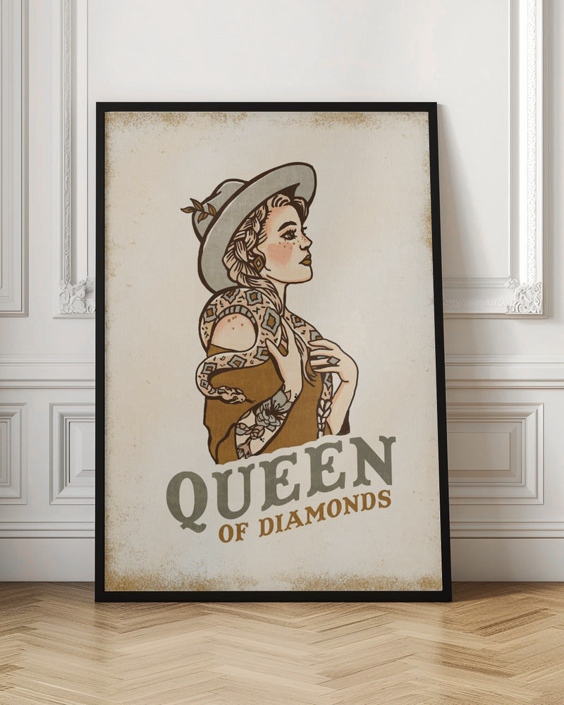 Queen of Diamonds (2) - Stretched Canvas, Poster or Fine Art Print I Heart Wall Art