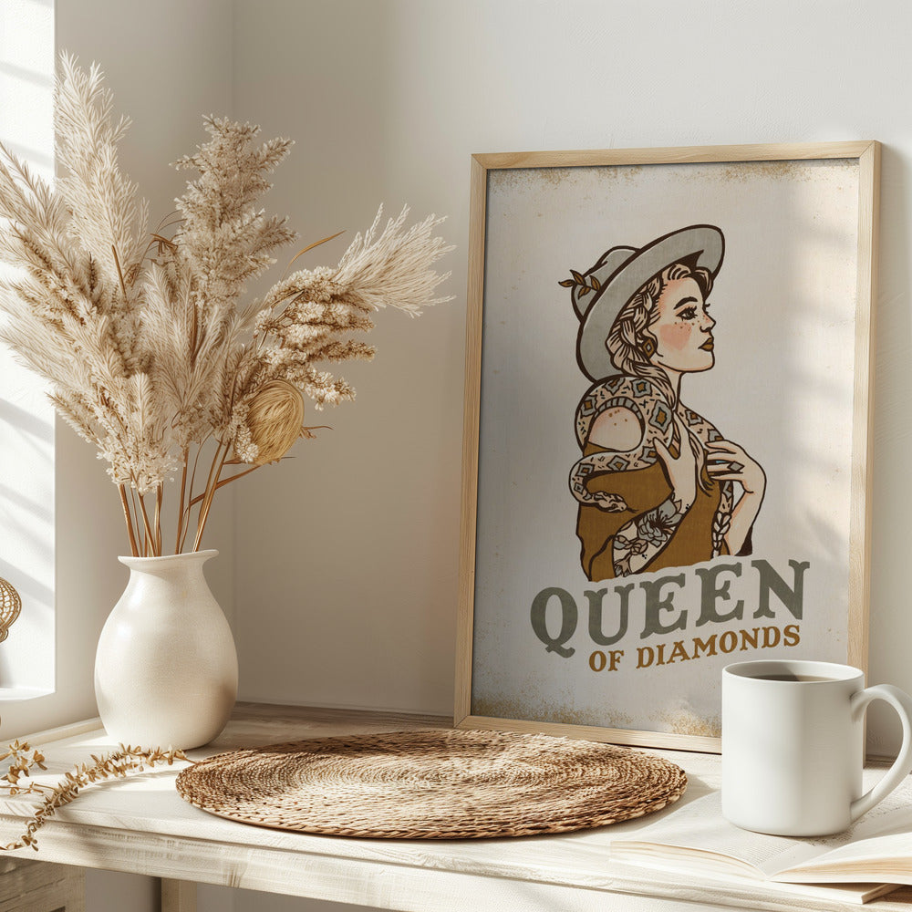 Queen of Diamonds (2) - Stretched Canvas, Poster or Fine Art Print I Heart Wall Art