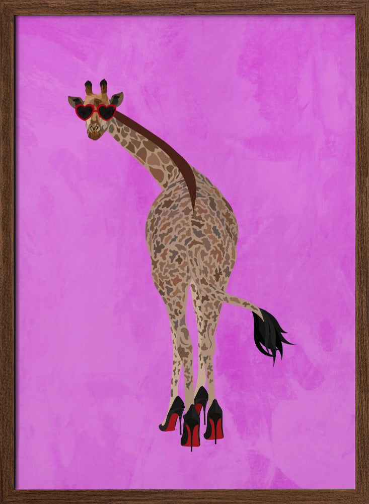 Quirky Giraffe wearing shoes - Stretched Canvas, Poster or Fine Art Print I Heart Wall Art