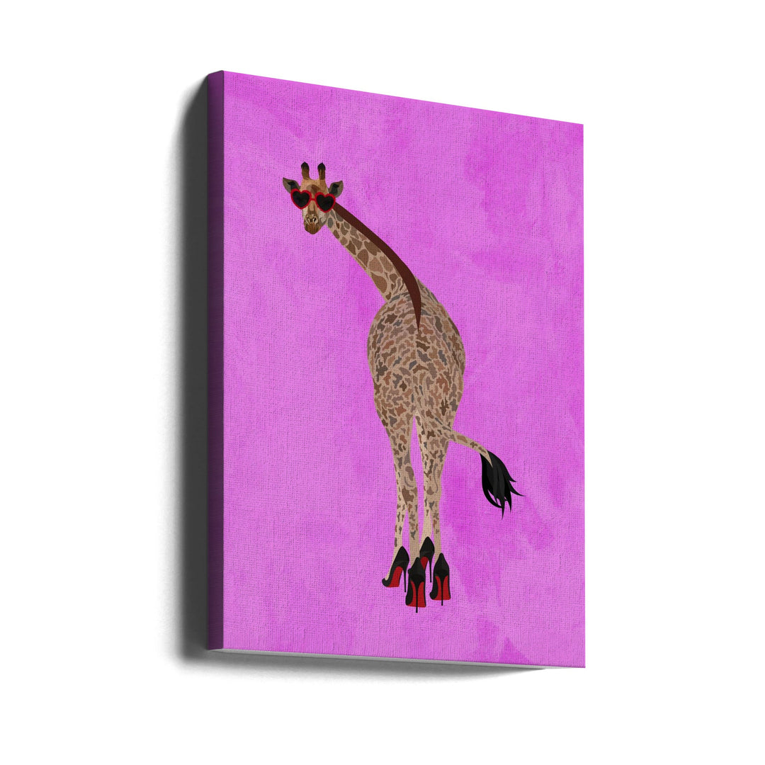 Quirky Giraffe wearing shoes - Stretched Canvas, Poster or Fine Art Print I Heart Wall Art