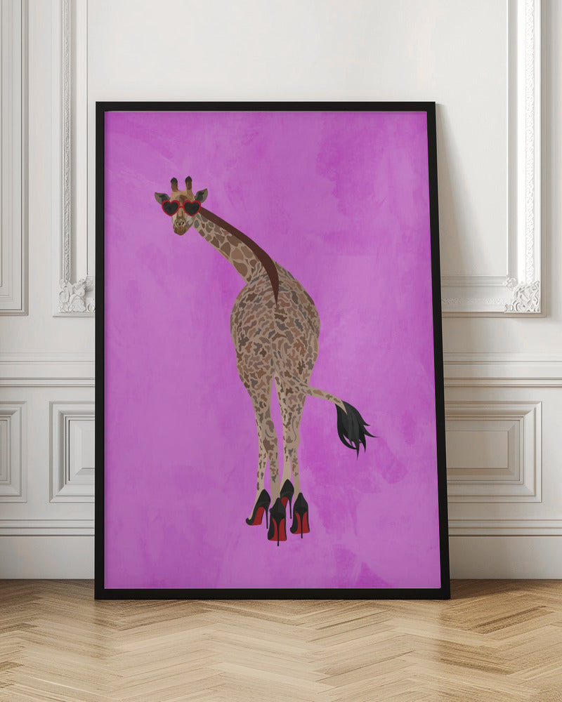 Quirky Giraffe wearing shoes - Stretched Canvas, Poster or Fine Art Print I Heart Wall Art