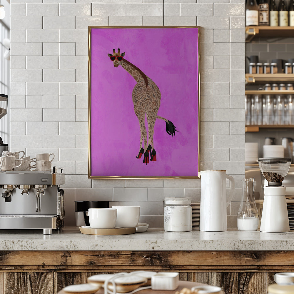 Quirky Giraffe wearing shoes - Stretched Canvas, Poster or Fine Art Print I Heart Wall Art