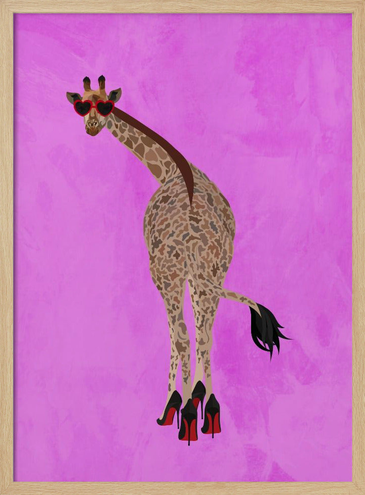 Quirky Giraffe wearing shoes - Stretched Canvas, Poster or Fine Art Print I Heart Wall Art