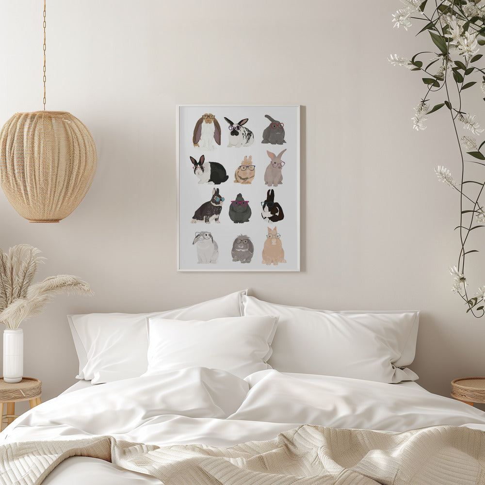 Rabbit Family - Stretched Canvas, Poster or Fine Art Print I Heart Wall Art