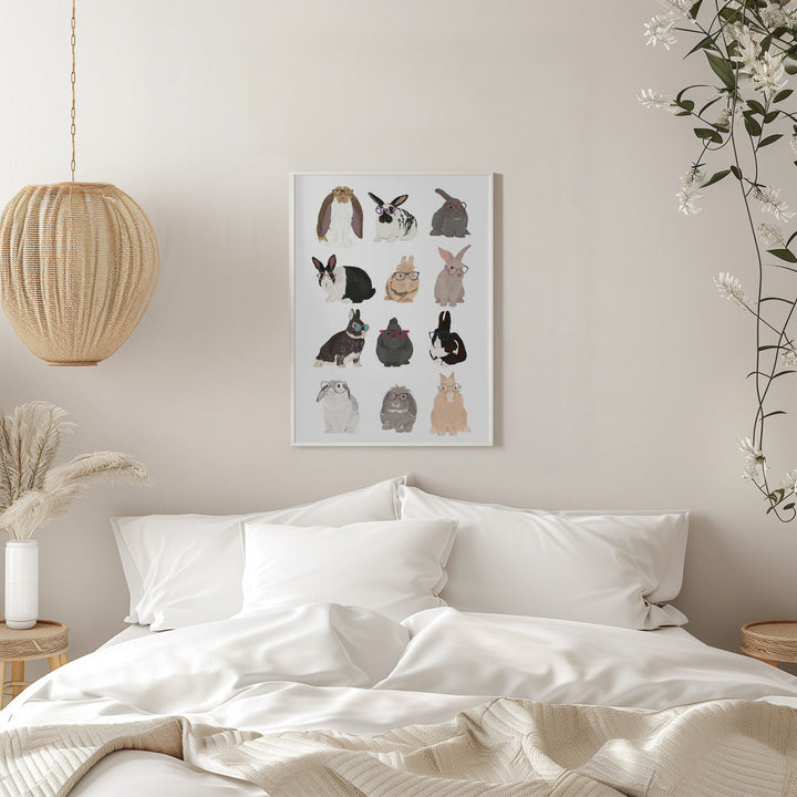 Rabbit Family - Stretched Canvas, Poster or Fine Art Print I Heart Wall Art
