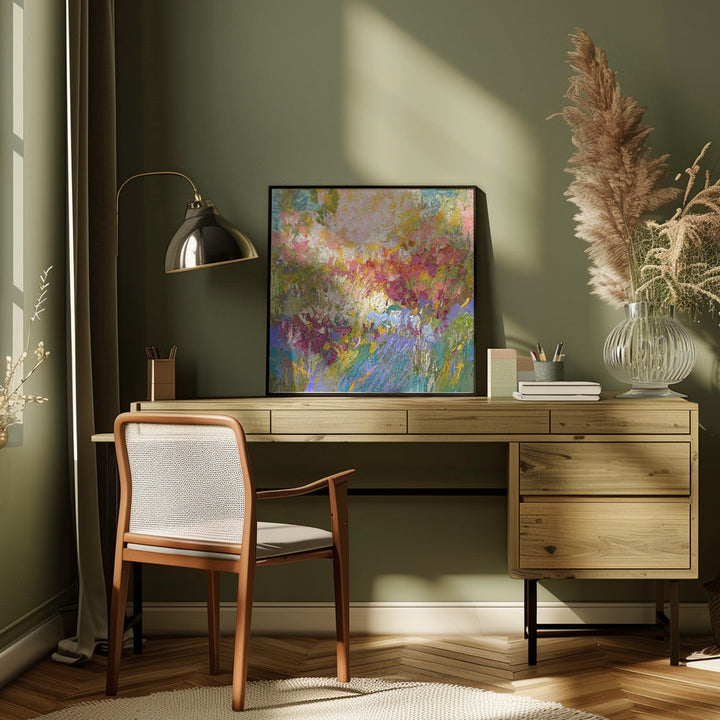 Radiant Floral Harmony - Square Stretched Canvas, Poster or Fine Art Print I Heart Wall Art