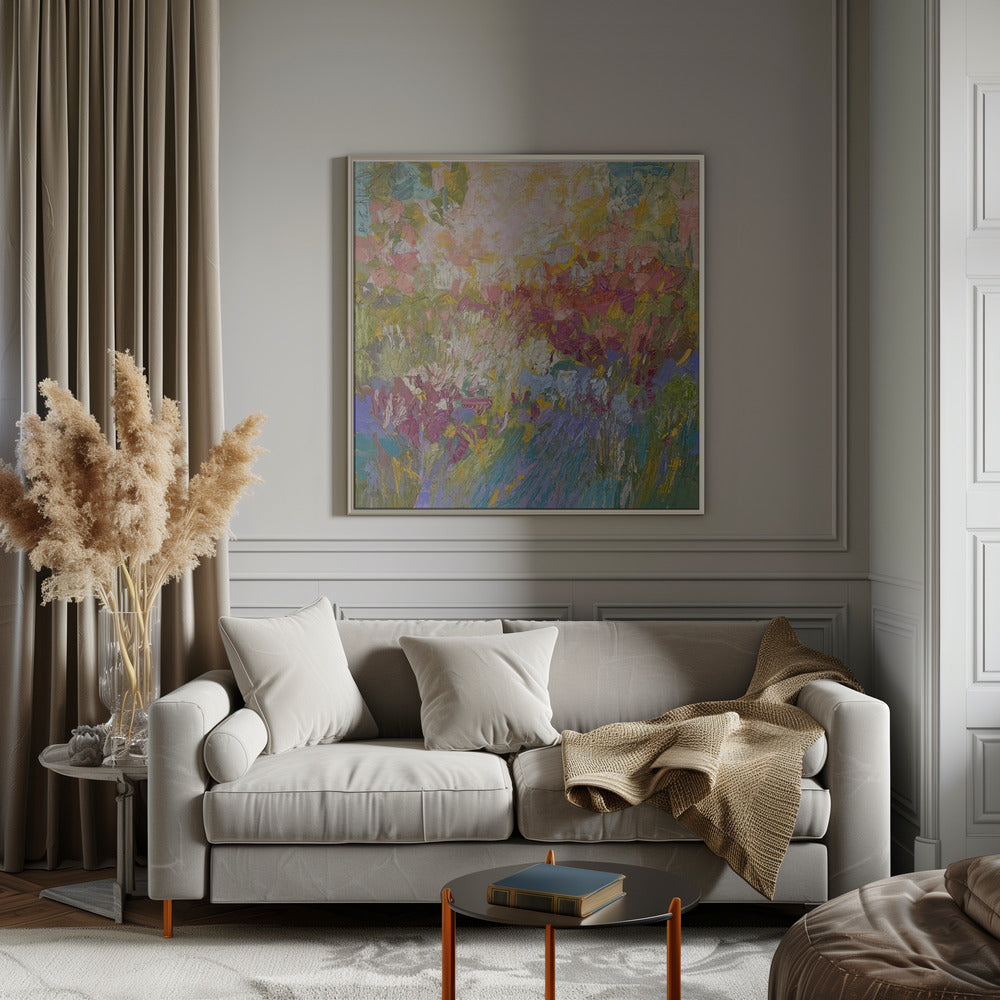 Radiant Floral Harmony - Square Stretched Canvas, Poster or Fine Art Print I Heart Wall Art