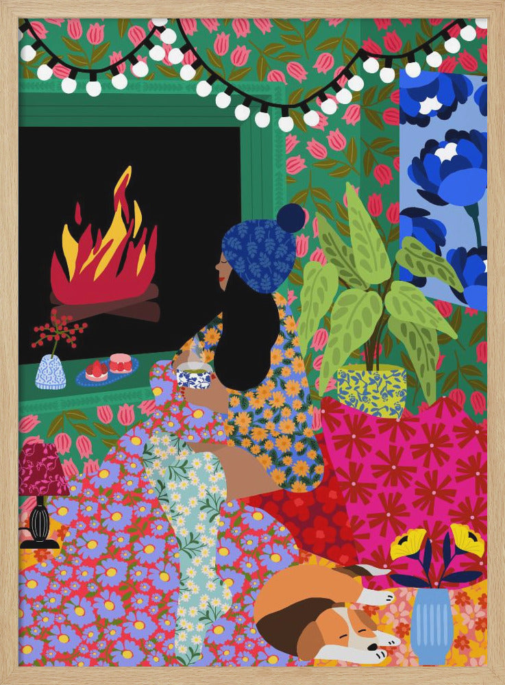 9933x14043 Din 104 Relaxing In Front of My Fireplace - Stretched Canvas, Poster or Fine Art Print I Heart Wall Art