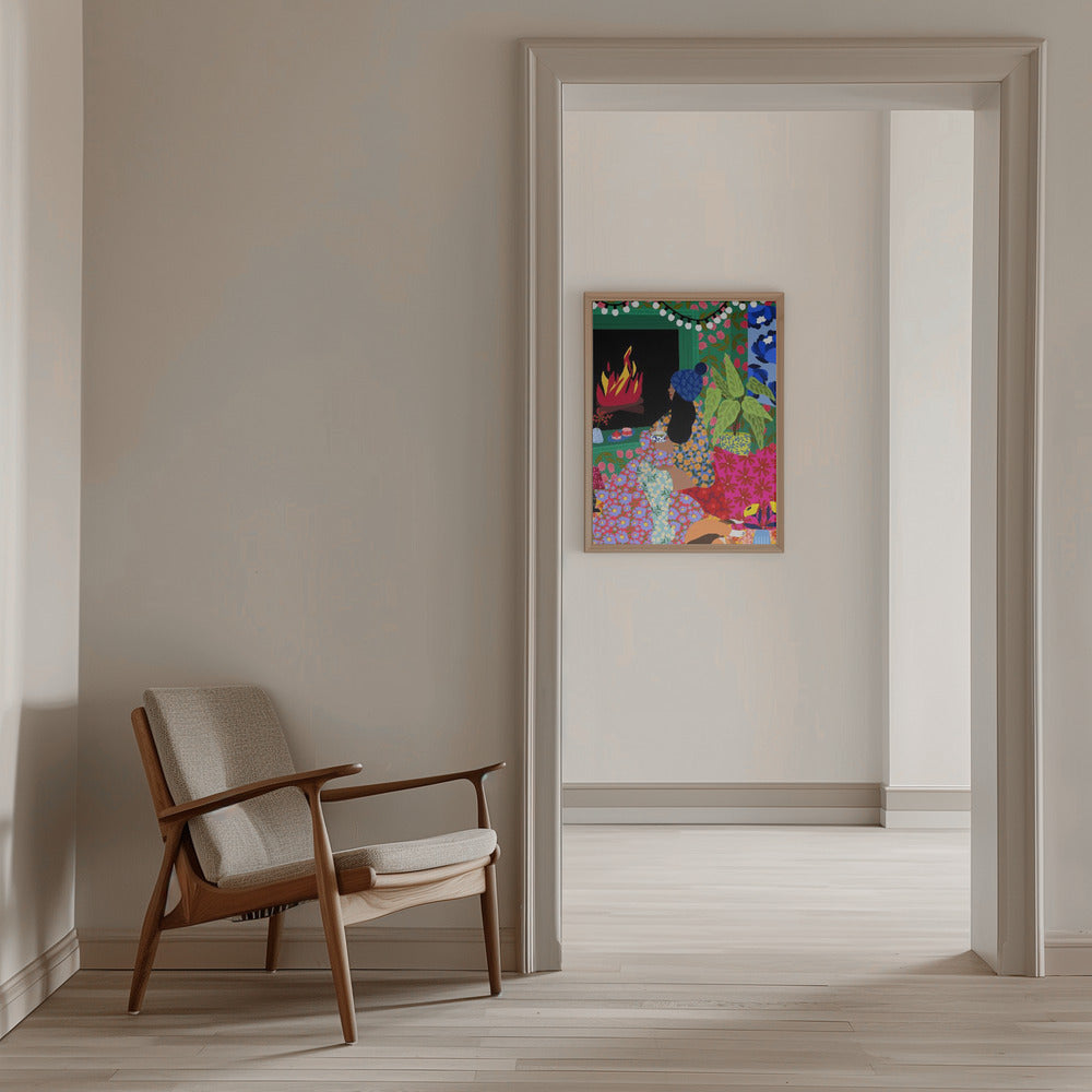 9933x14043 Din 104 Relaxing In Front of My Fireplace - Stretched Canvas, Poster or Fine Art Print I Heart Wall Art